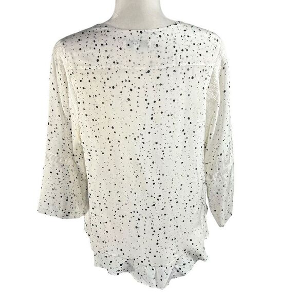 IRO Women's Sz 4-6 White w Black Abstract Dots Gwen Silk Medium Sheer Flowy Blou - Picture 12 of 14